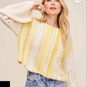 Yellow natural knit pullover Astr the Label The Thora Stripe Sweater medium